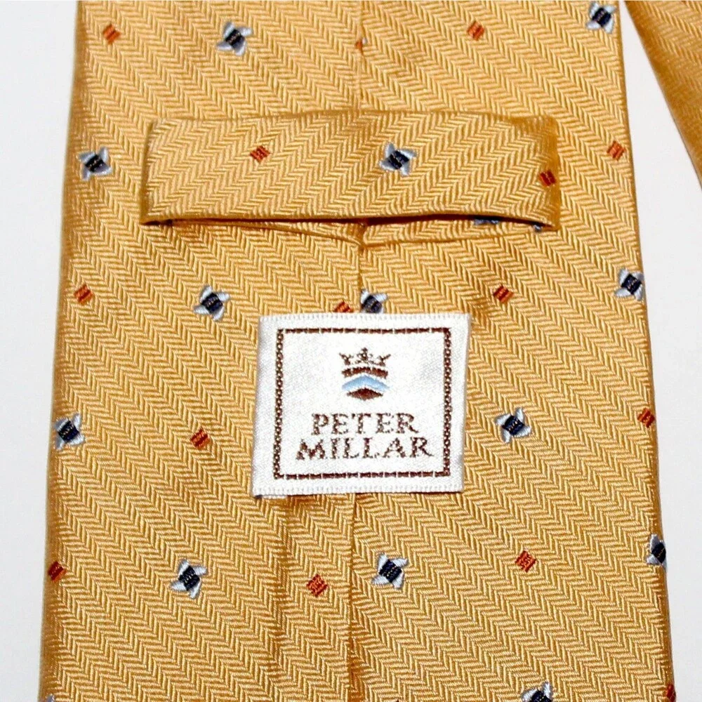 Peter Millar Necktie yellow 100% silk abstract gold